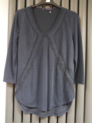 New Ex Chain Store ink blue v neck autumn winter tunic top size 8