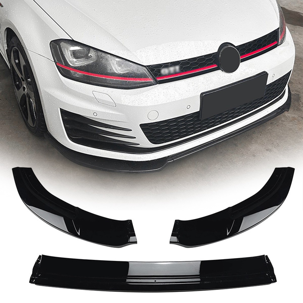 Front Bumper Spoiler Lip Kit For VW Golf 7 MK7 GTI Rline 2013-2016