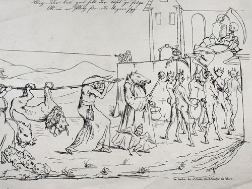 1845 Satirical Broadside, funeral / murder, Joseph Leu von Ebersol, Switzerland - Picture 4 of 5