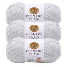  3 Pack Lion Brand Yarn 215-149AE Feels Like Butta Yarn, Pale Grey