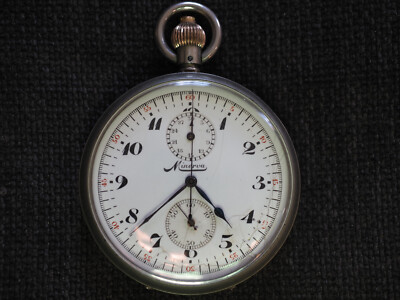 seltener Minerva Chronograph Taschenuhr läuft tadellos 58mm