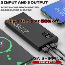 Power Bank 20000mAh 20W Charging Portable External Battery Backup For Cell Phone