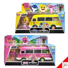 Pinkfong Baby Shark Kindergarten Bus Diecast Metal Pull Back Pink Car & Figure