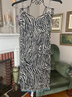 Laundry 90's Zebra Beaded Silk Slip Dress Size 2 | eBay