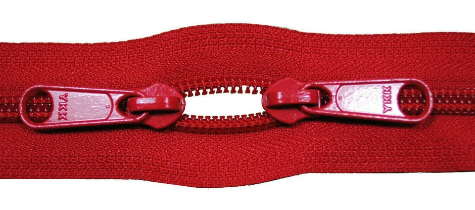 GIM Reißverschluss 5 mm Spirale 519 dunkel rot 2 roten Schiebern bis 200 cm O-Form