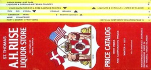 1971 A.H. Riise Liquor Store Price Catalog - St. Thomas, Virgin Islands