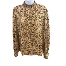 Nicola Mock Neck Blouse Animal Print Long Sle...