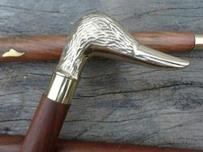 Vintage Handmade Style Antique Brass Duck Head Handle Wooden Walking Stick Cane