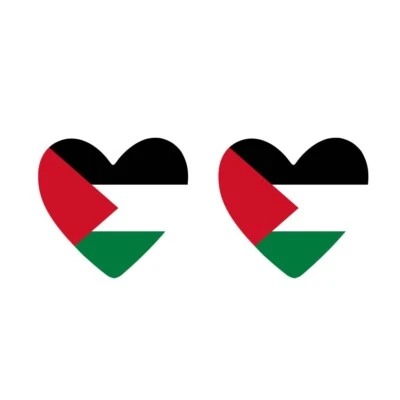 INKING HOUSE 2 x Palestine Heart Flag Temporary Tattoo Palestinian FREE Flag