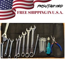 Roll Up Motorcycle Tool Kit Bag Pouch Pockets Heavy Duty Metric Wrench Set Tools