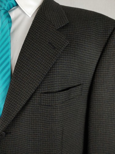 Jones New York Men 44/46R Gray Brown LambsWool Sharkskin Tweed Sport Coat Jacket - Picture 11 of 18