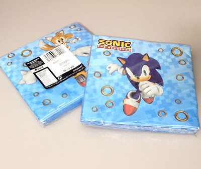 Lot of 2 - SONIC HEDGEHOG Tails Knuckles Birthday Party Napkins 16 - 2 Ply Sega