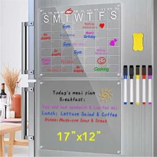 17x12 Acrylic Magnetic Dry Erase Calendar Board For Fridge Monthly Daily Planner