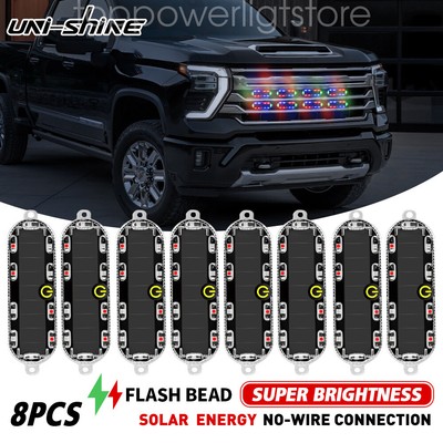 RGB Color Car Solar LED Strobe Warning Light Emergency Blinker Signal Lamp Truck