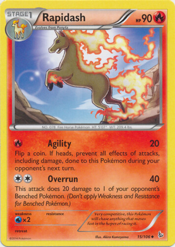 Pokemon - Rapidash - 15/106 - Uncommon - XY - Flashfire - LP
