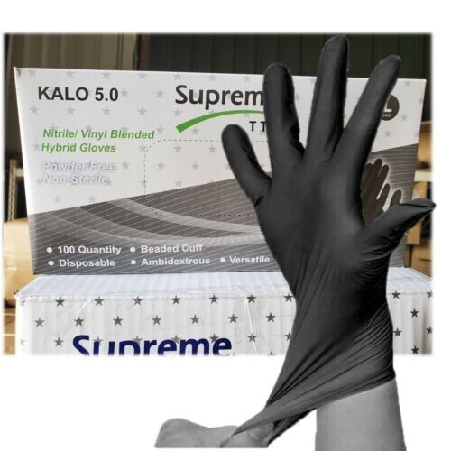DISPOSABLE NITRILE GLOVES VITRILE BLUE AND BLACK 100% POWDER FREE LATEX GLOVES - Picture 1 of 9