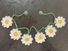 🌼 CUTE Hand Crochet daisy Flowers Bunting Sequins Window Christmas Camper Gift