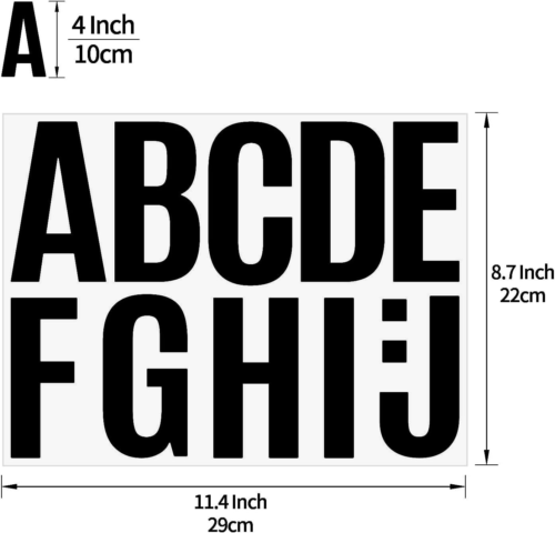 258 Pcs Waterproof 4-Inch Self-Adhesive Vinyl Stickers - Black Alphabet & Number - Picture 2 of 9