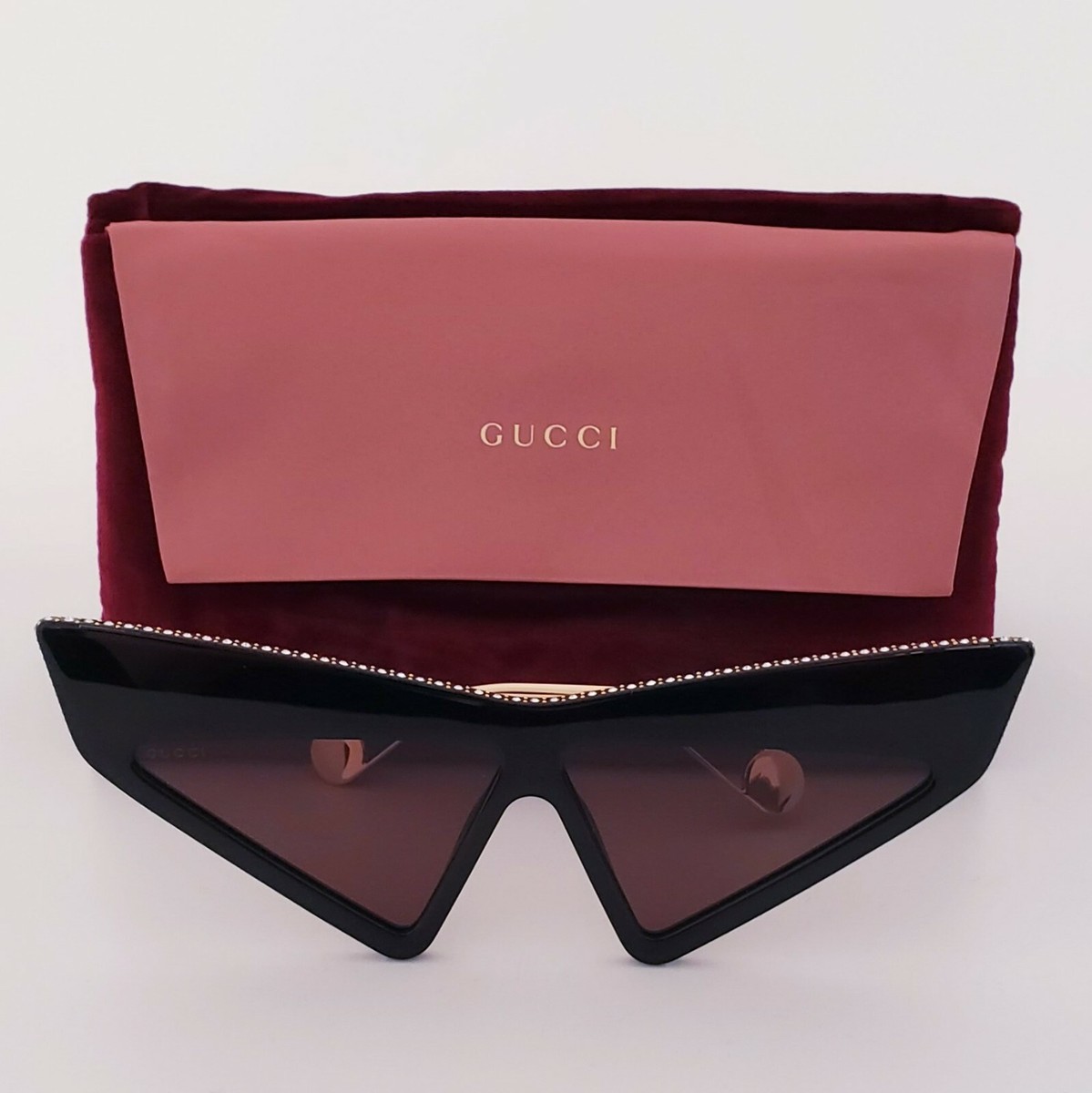 Gucci GG0430S Hollywood Sunglasses NWT GUCCI AUTHENTIC Hollywood Forever 0430 Black Pink Crystal  main image 4