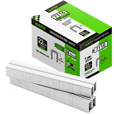 meite Upholstery Staples 22 Gauge 3/8'' Crown 5/8'' Length Galvanized 10,020 PCS