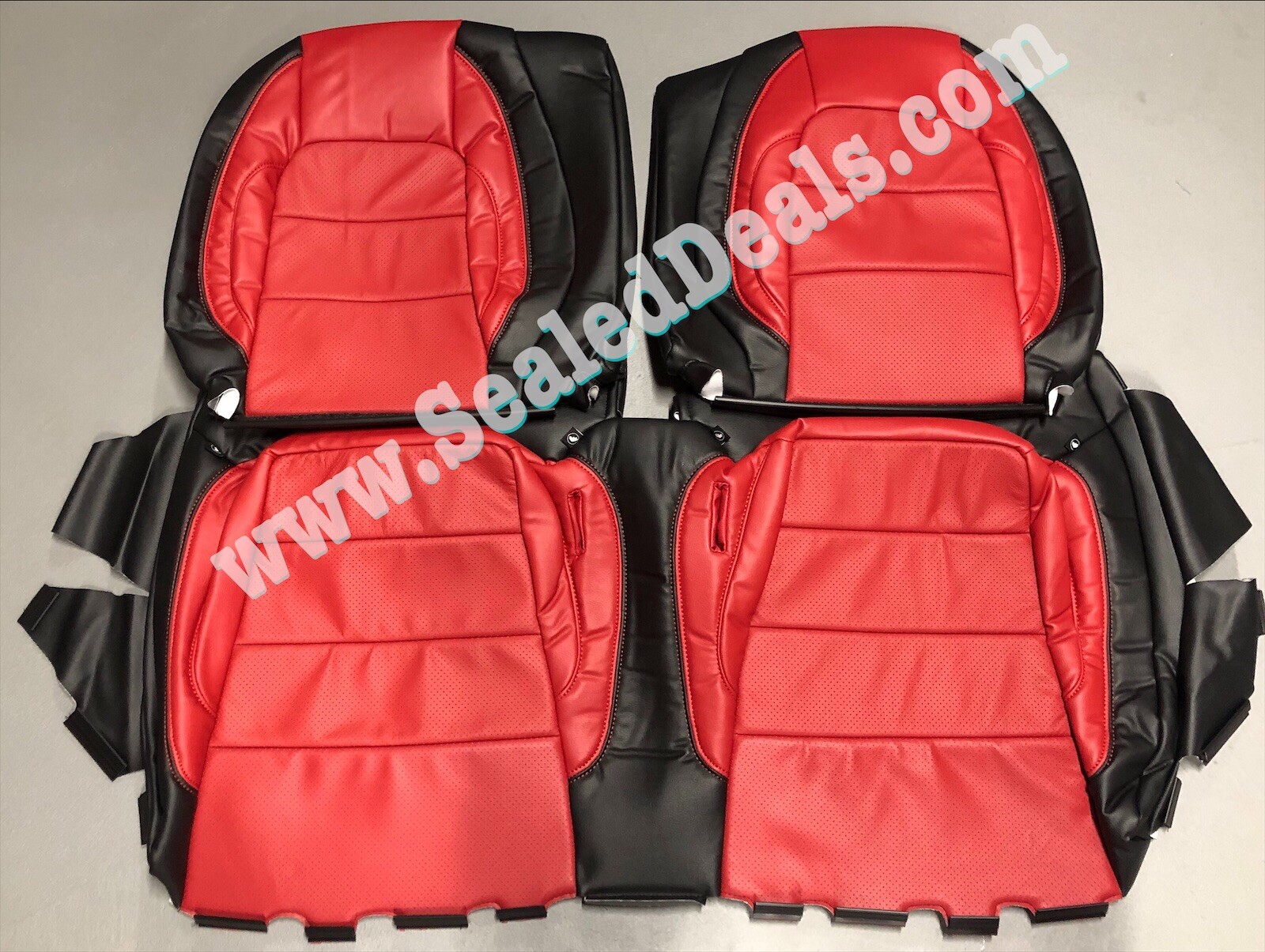 Custom Black and Red Leather Seat Covers for Ford Mustang GT V6 Coupe