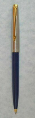 Parker 45 Ballpoint Pen  Blue & Gold Flat Top Blue Ink New In Box Made In Uk