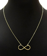 NEW REAL 14K YELLOW GOLD 16"+2" CHAIN,INFINITY DIAMOND CUT PENDANT NECKLACE