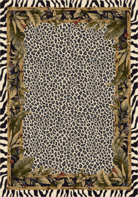 Milliken Black Tropical Petals Zebra Area Rug Floral Jungle Safari Snow Leopard