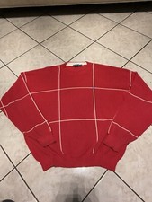 Vintage window pane Nautica Red With White Stripes sweater XL 100 Cotton Preppy