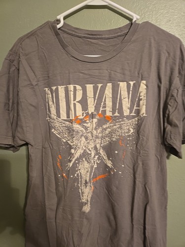 Nirvana 2013 In Utero Album Kurt Cobain Gray Graphic Shirt With Angel Sz Lg - Picture 2 of 4