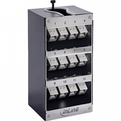 InLine  Verteilerkasten 12-Port Cat.6A Wand-/Hutschiene inkl. Keystone-Module