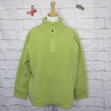 LANDS' END Green Sherpa 1/4 Zip Lined Pullover Fleece Women's size L, 14 - 16