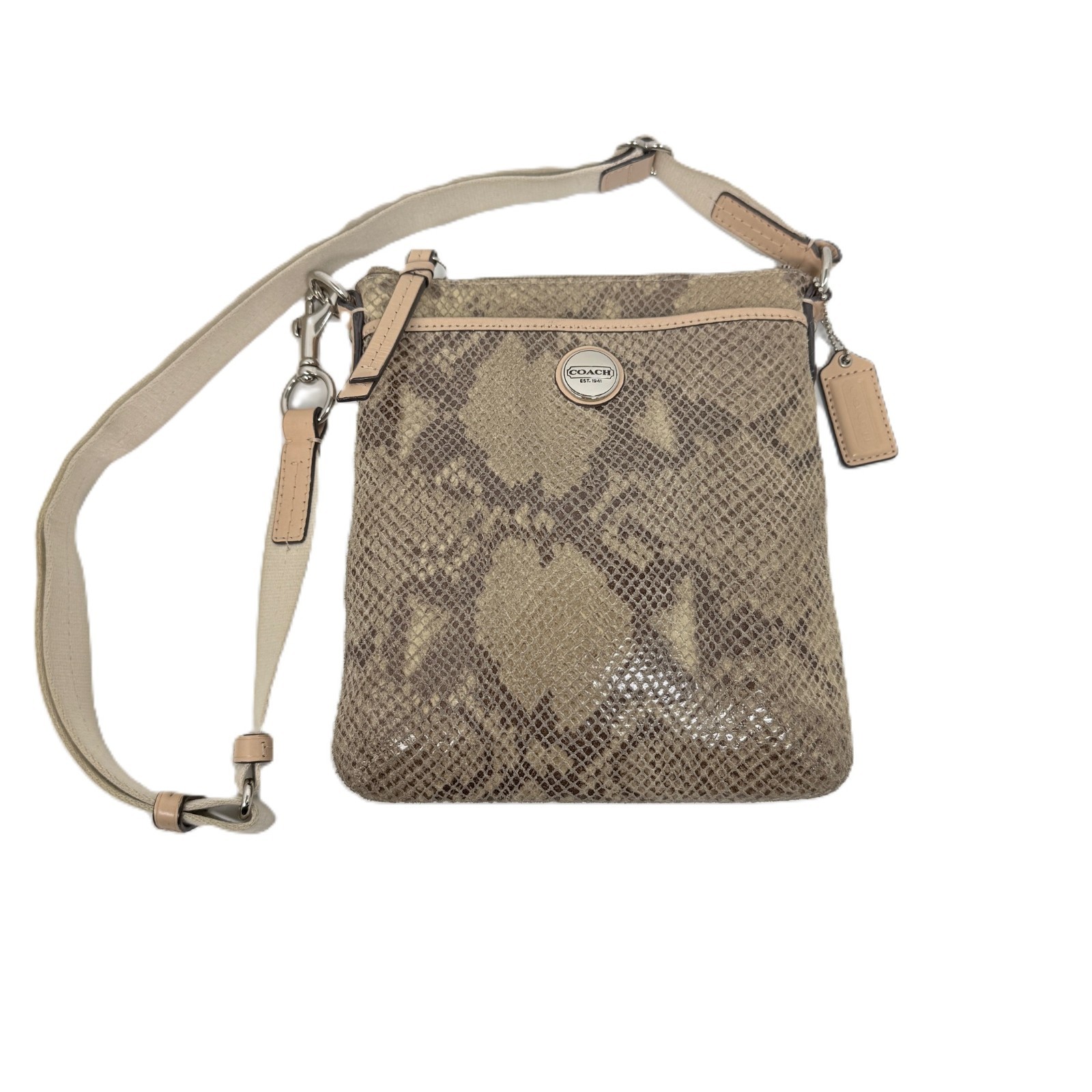 Coach Python Print Swingpack Crossbody Bag Khaki … - image 11