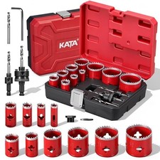 16PCS Bi-Metal Hole Saw Kit 3/4"-2-1/2", 48mm Deep Cut, M42 8% Cobalt | Red