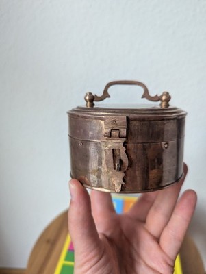 Antike Vintage Deckeldose Schmuckkästchen Messing Schmuckdose Messingdose