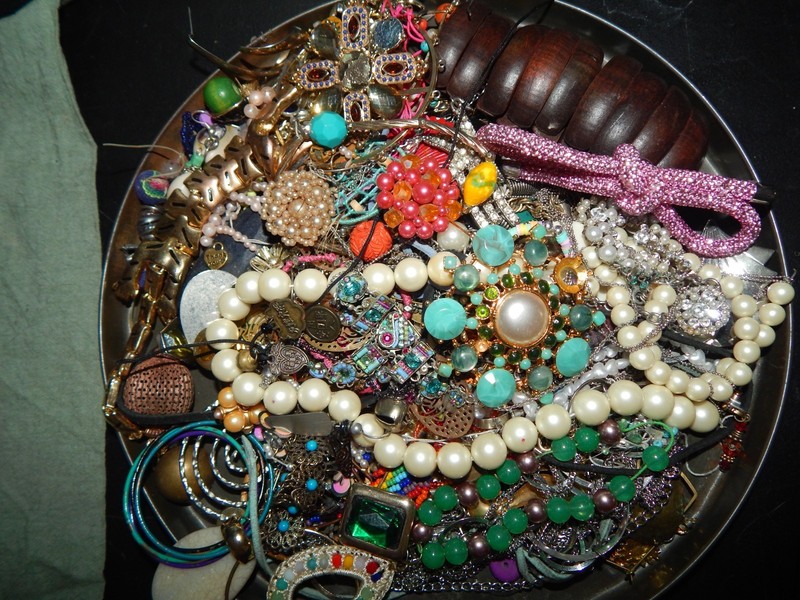 Junk Drawer Lot 2lbs Broken Vintage-Now Jewelry for Crafts Repairs