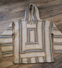 Baja Joe Mexican Aztec Hoodie Poncho Pullover Multicolor Unisex Size Medium