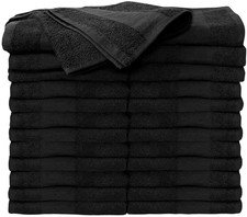 Premium Bleach-Proof Salon Towels, Black, 100 Cotton, 24-Pack, 16"x27