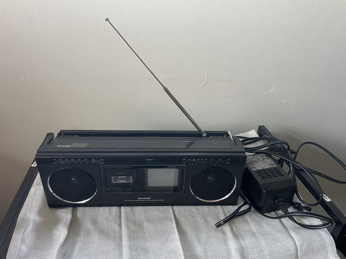 Vintage Sharp 3000 3T-41 TV Microcassette BoomBox Stereo W/ Power