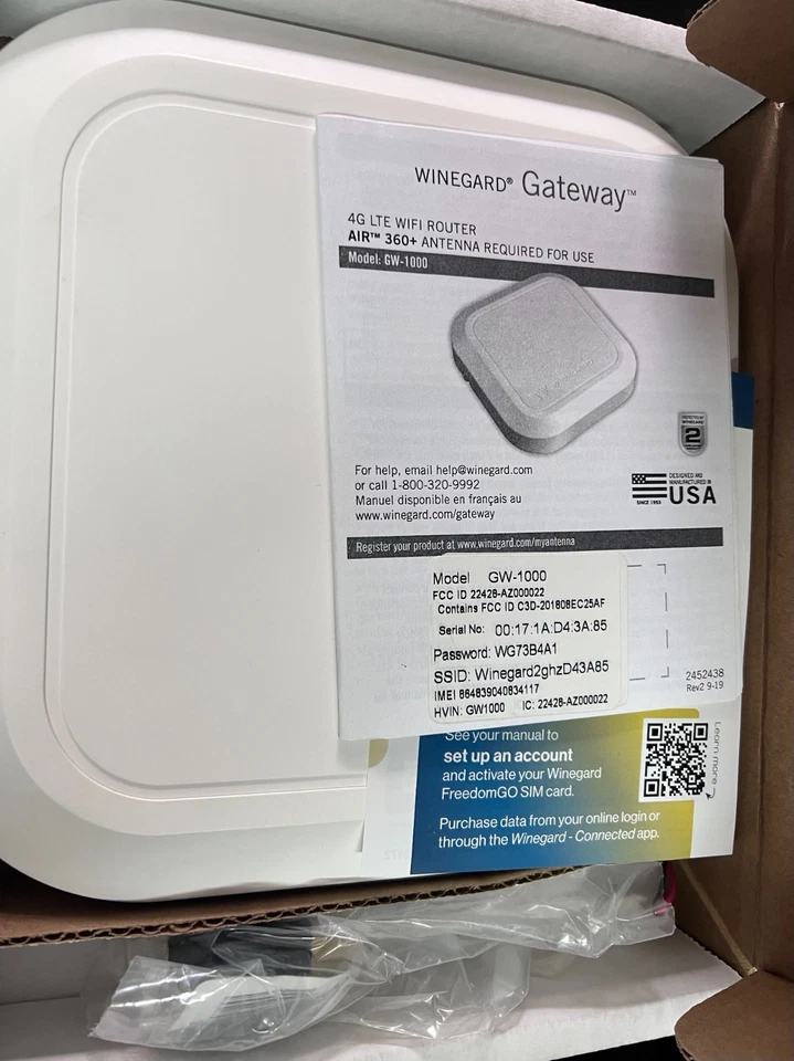 Winegard GW-1000 Gateway 4G LTE WiFi Router White For Air 360+ Antenna 4888/OB - Image 3 of 4