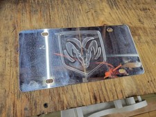 Dodge RAM Head 3D Logo Chrome Stainless Steel License Plate, Made in USA
