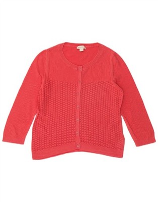 Monsoon Damen 3/4 Arm Cardigan Pullover UK 12 Medium rot Baumwolle CM06