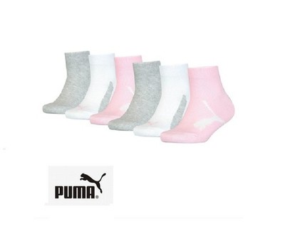 Puma  Kids - Kinder Socken - quarter - 6 Paar - weiss/grau/rora - Größe 27/30