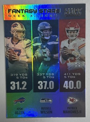 2021 Panini Fantasy Stars Josh Allen Russell Wilson Patrick Mahomes 22/50