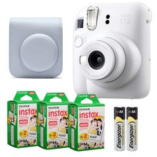 Fujifilm Instax Mini 12 Camera Clay White w/ Case  60 Mini Film