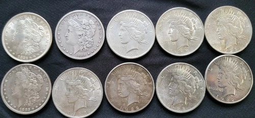 Peace dollar lot. Silver Morgan Dollar grades and date Nice Lot 10 total📸