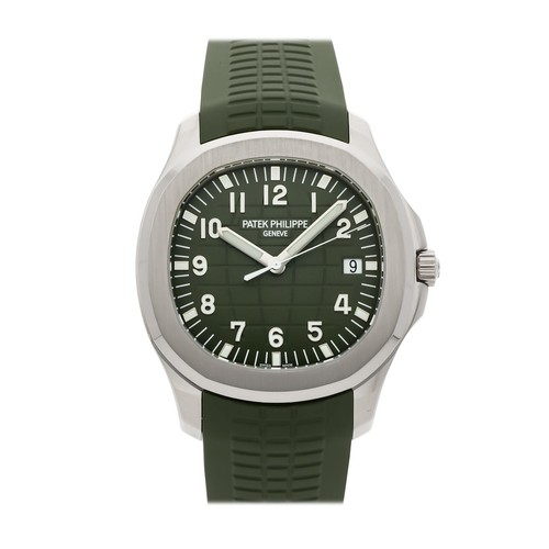 Patek Philippe Aquanaut White Gold Auto 39mm Green Rubber Strap Watch 5168G-010
