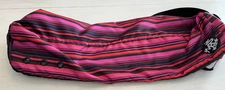 Manduka Practice Tote Yoga Mat Bag, pink black multi stripe dual compartment