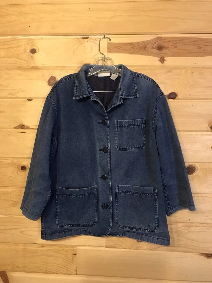 Liz Claiborne Lizwear Denim Chore Chaqueta Mujer’s M Azul Jean Ropa de Trabajo Utilitaria Foto 2 de 4