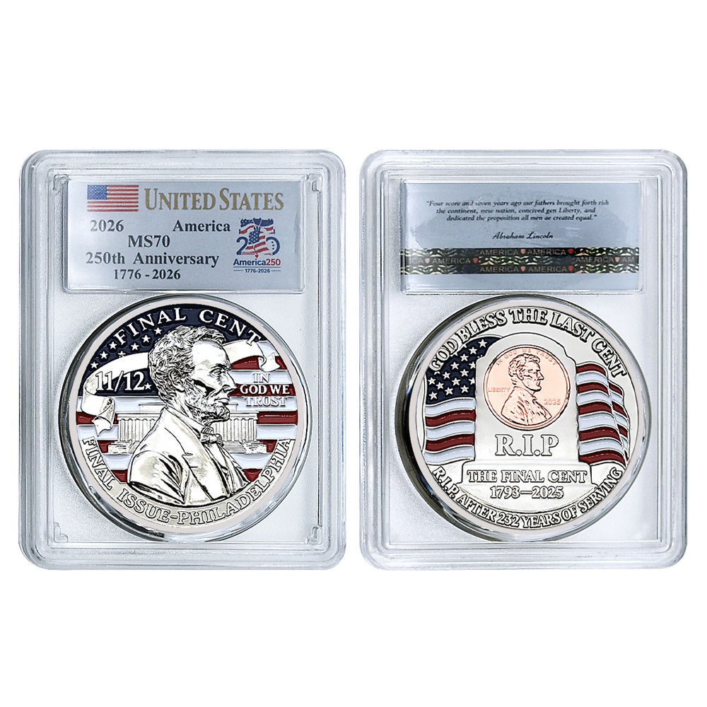 2026 America 250 Final Cent Lincoln Commemorative Coin MS70